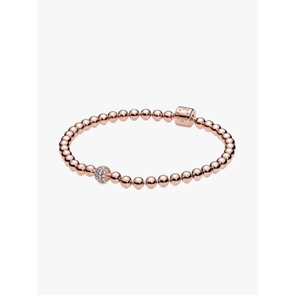 NEW AUTHENTIC PANDORA Beads & Pavé Bracelet 14k rose gold plating